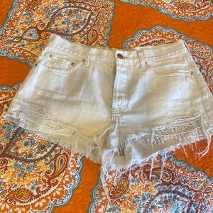 We The Free White Denim Cutoff Jean Shorts Size 30 Free People Cute